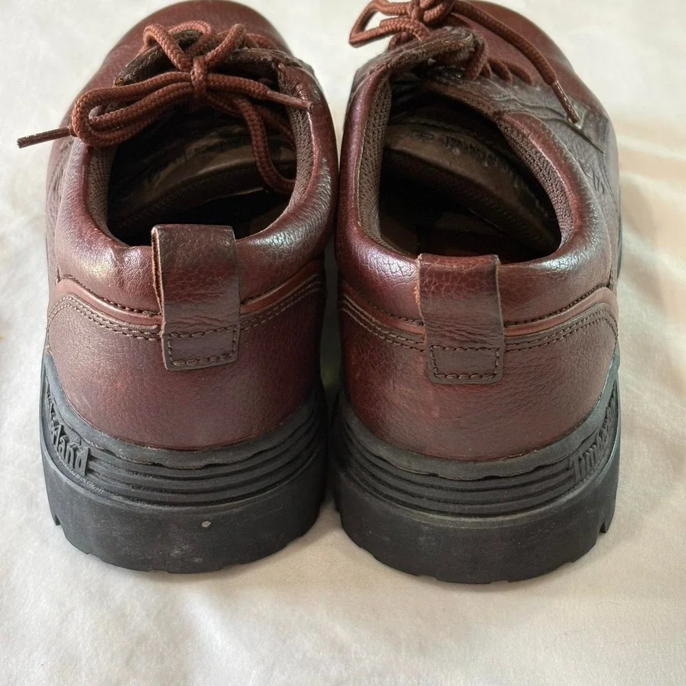 Vtg. Timberland brown leather shoes men's size 12, chunky lug sole, real leather